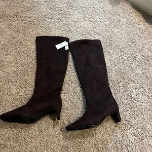 NWT Banana Republic Factory knee high faux suede boots chocolate brown size 7.5